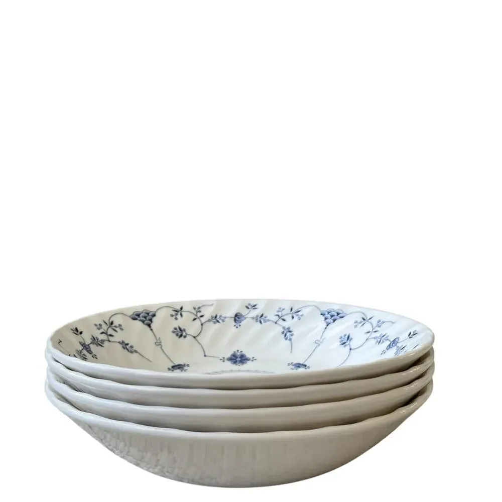 Queen's FINLANDIA Blue & White Floral Porcelain Pasta Bowls 9in ENGLAND New